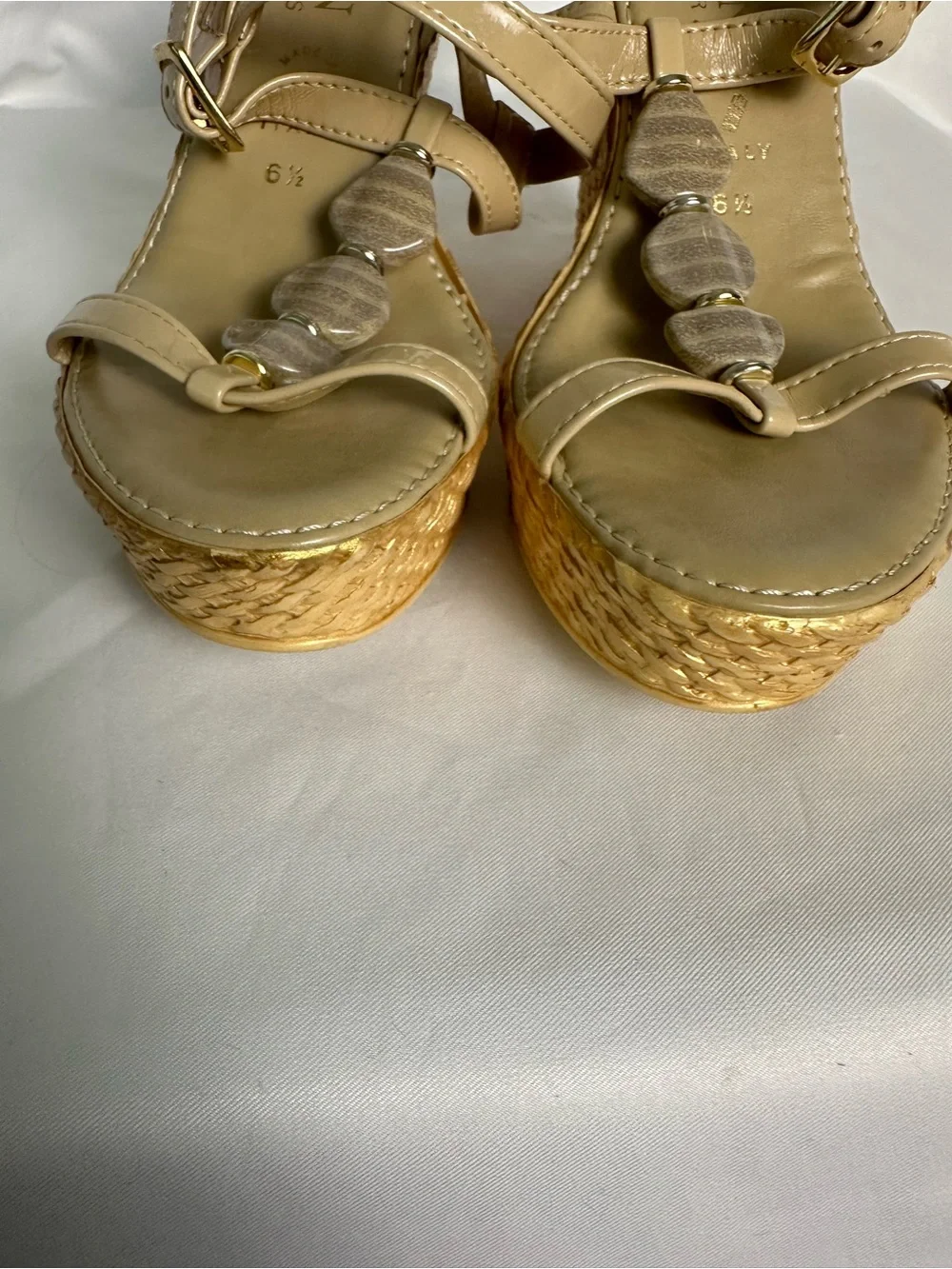 Beige Women's Platform Wedge Sandals